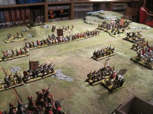 The field of battle as the Saxons press forward to close with the romans